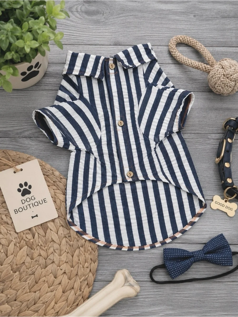 Blue & White Striped Dog Shirt | Size: Medium | New with Tags